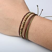 Vista 243 de Handmade Natural Stone Beaded Healing Bracelet Gift for Men Adjustable Rope String Bracelet