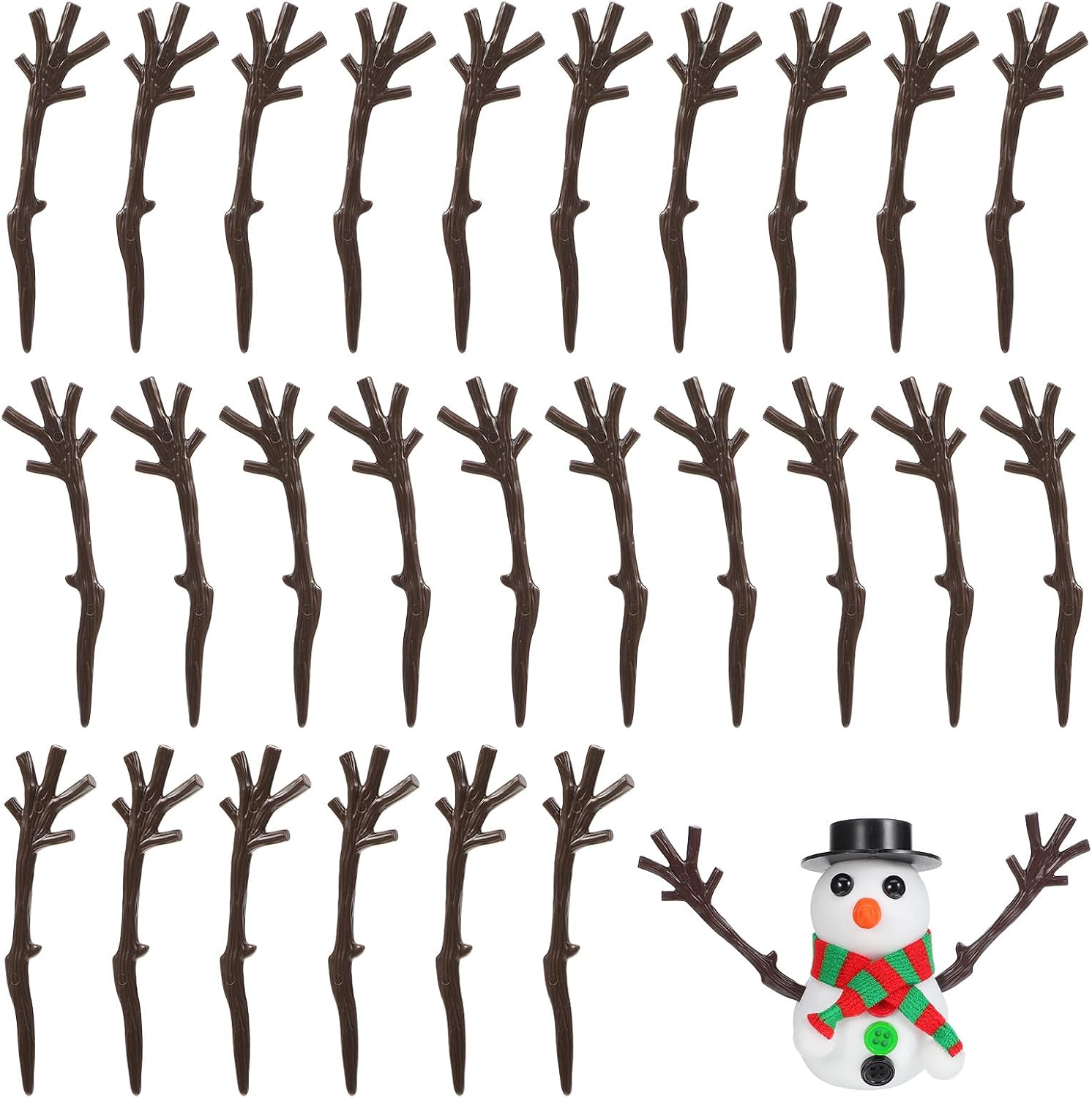 TOYANDONA 100pcs Snowman Hands for Crafts - Mini Plastic Antler Shaped Tree Branches Snowman Crafts Christmas Accessories for Party Favors Winter Xmas DIY Supplies