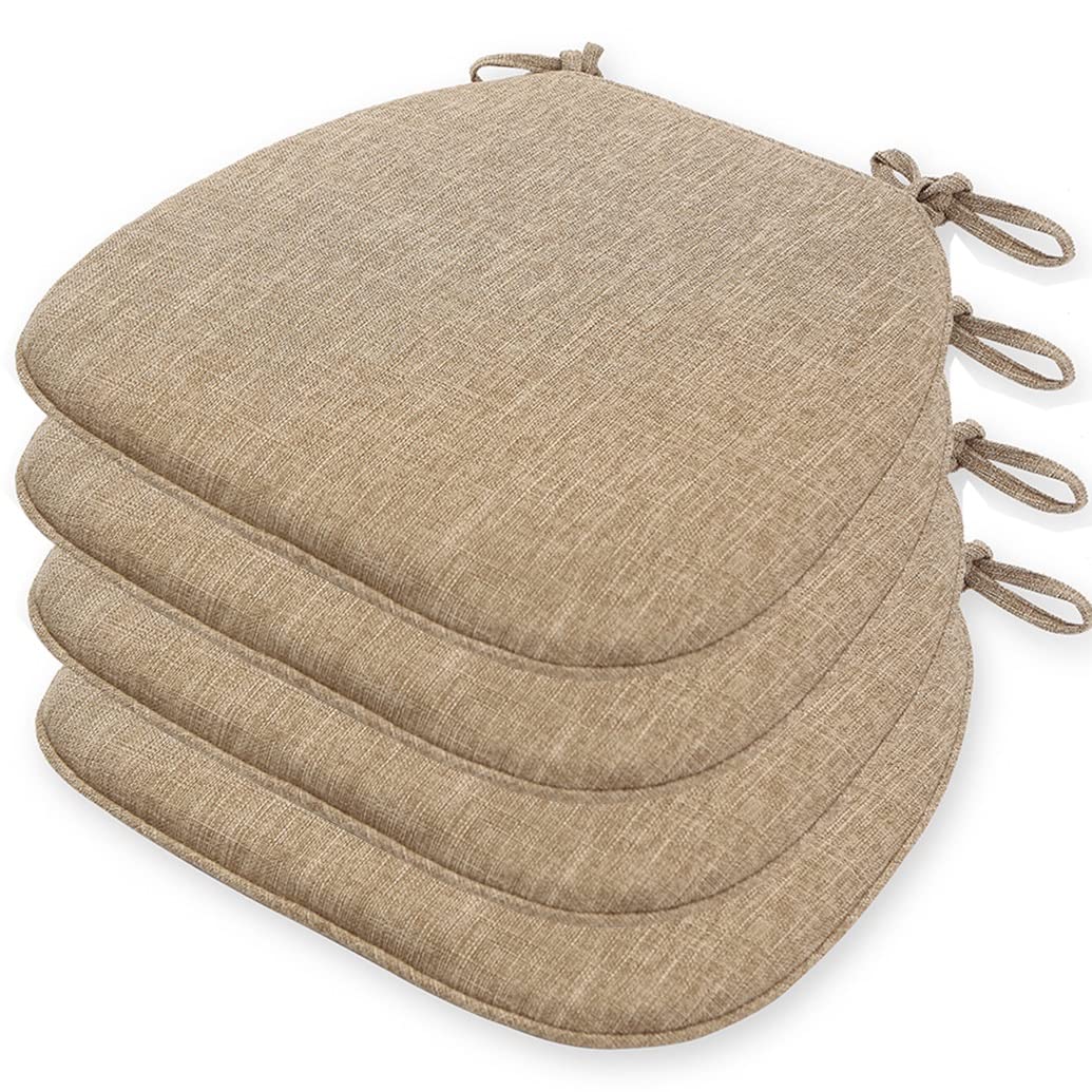GHJL Dining Chair Cushions, Kitchen Chair Pads With Ties, Kitchen Seat Cushions And Cushions For Dining Chairs,1/2/4 Packs (Color : Dark beige, Size : 43 * 41CM(4packs))