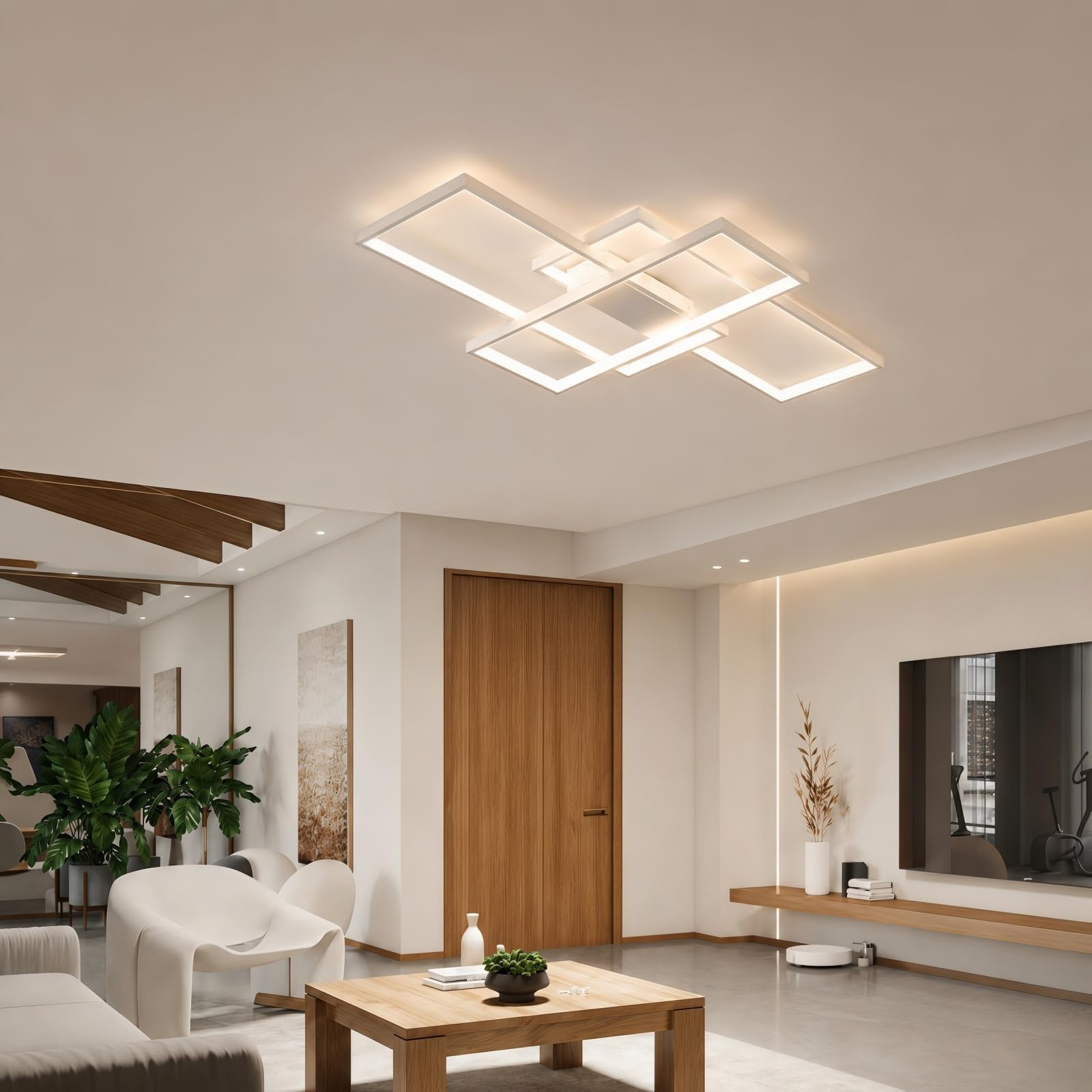 Plafonnier LED 54W, dimmable avec télécommande pour le salon