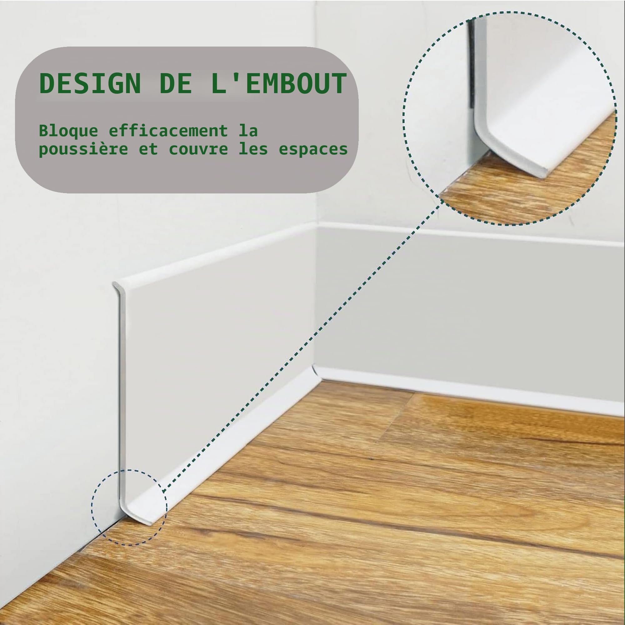 Plinthe Souple Autoadhésive PVC 3.5/6/10 mètre, Plinthe Adhesive 2 mm d'épaisseur, Plinthe Corniere Bande Décorative pour Cuisine et salle de bain (Blanc, 8cm x 10Mètres)