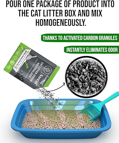 Miniatura 2 de No Sweat Neutralizador de olores de arena para gatos de carbón activado, hecho de cáscara de coco, todo natural, sin ingredientes químicos, tóxicos,