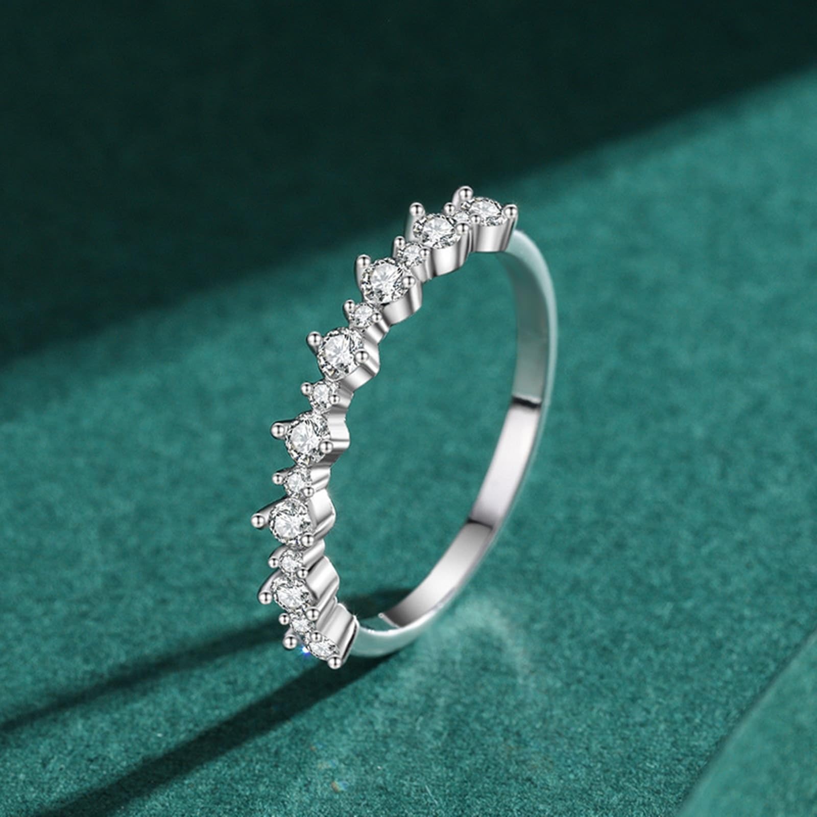 KnSam Anillo de oro blanco de 9 K/14 K/18 K, anillo apilable clásico para parejas con moissanita, anillo Au 375/585/750, oro blanco, talla 47-65