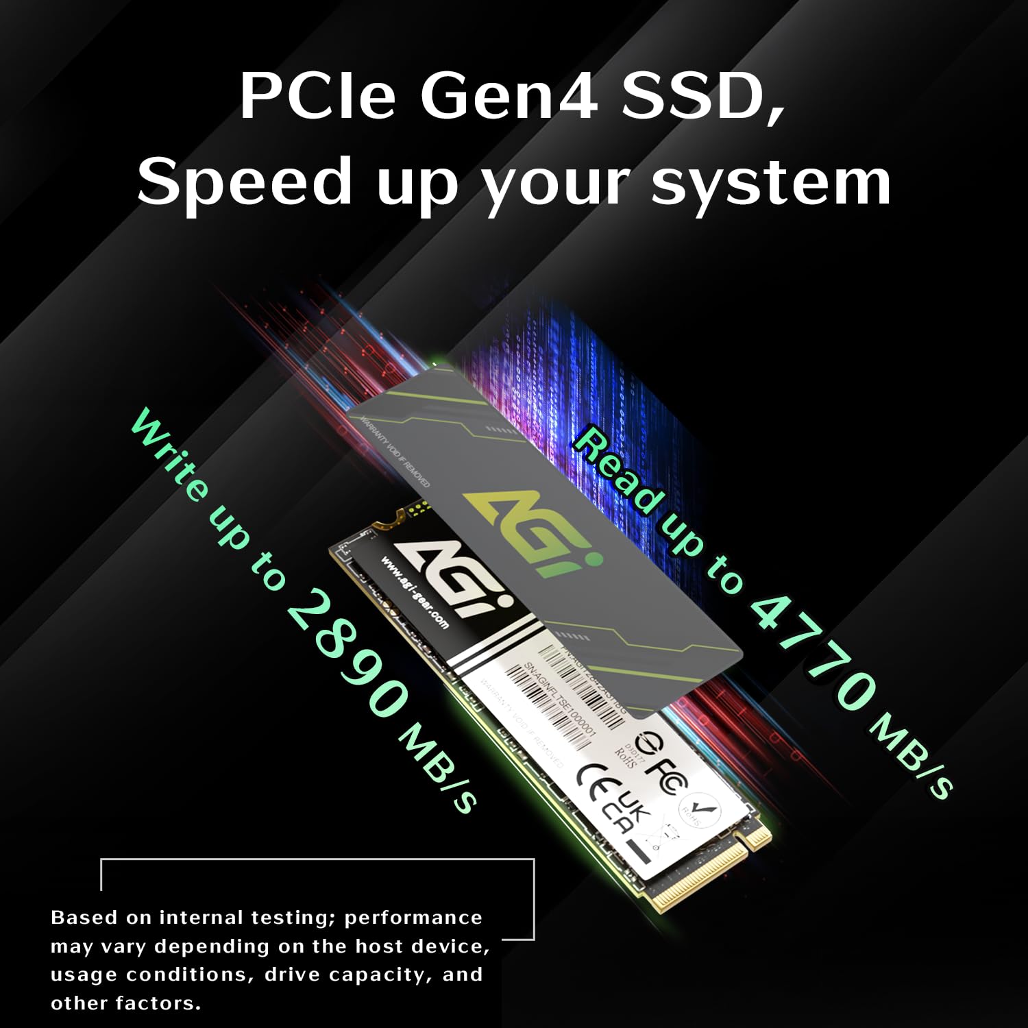 内蔵型SSD m.2 SSD AGI 1TB AGI AI818-43 1TB Internal SSD M.2 NVMe PCIe Gen4 Hard Drive for PC