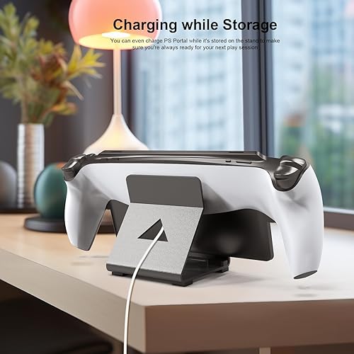 Miniatura 4 de Base de soporte compatible con PS5 Portal Remoto, soporte de aleación de aluminio esmerilado con soporte antideslizante para consola portátil