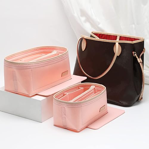 Miniatura 8 de KESOIL Inserto organizador de bolso para bolsos, Fit Speedy 30 Neverfull Felt Tote Insert con Base Shaper Zipper Bag en bolsa (rosa fieltro, grande)