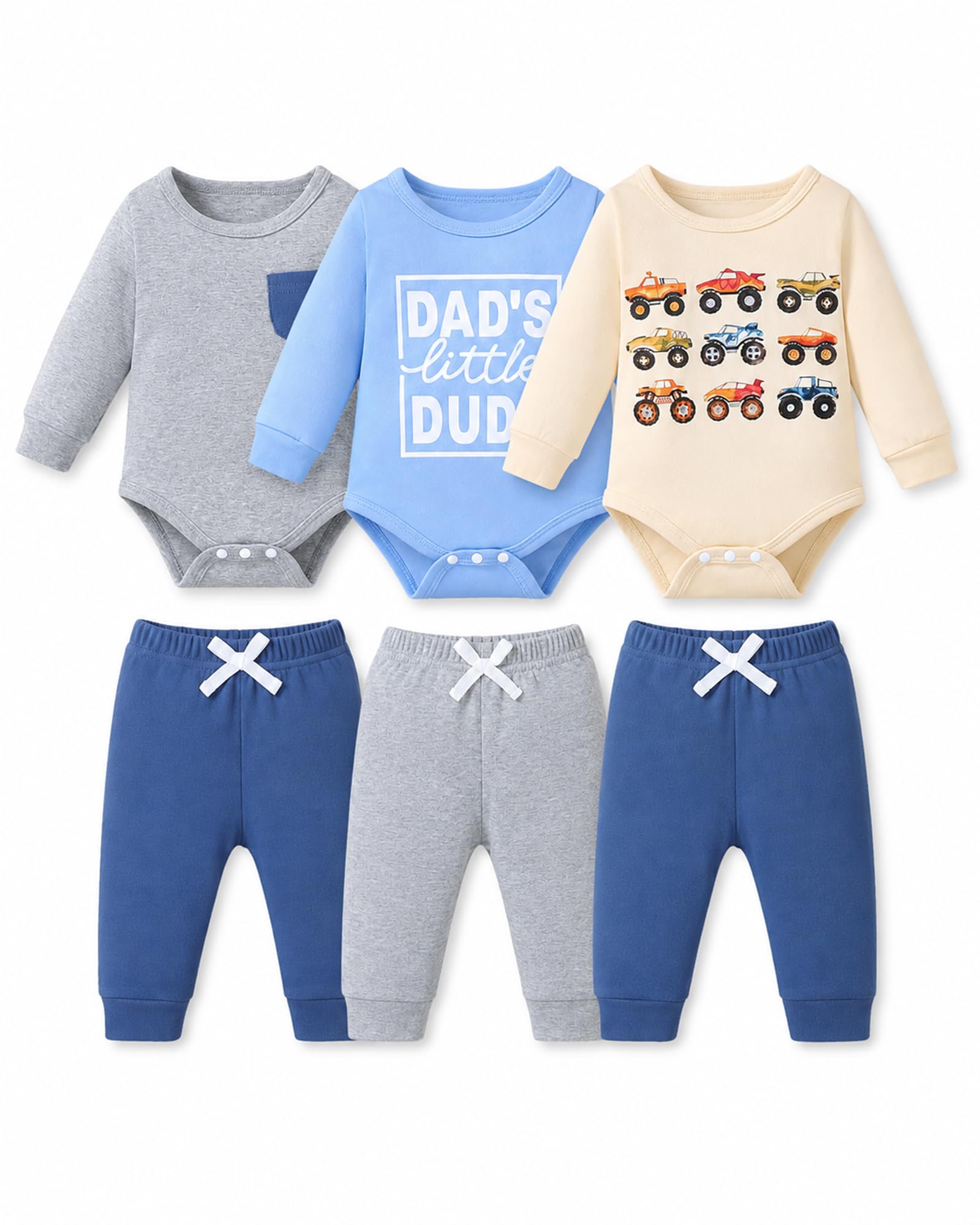 Jecson Baby Boy Clothe Baby Boy Outfits Soft Stretch Long Sleeve Set 0M-18M | Soft stretc…