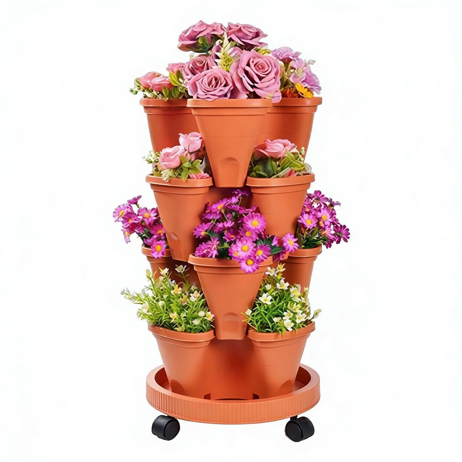 Generico Vaso per Fragole 4 Piani con Sottovaso Rimovibile