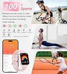 Montre intelligente, Colesma Smart Watch pour les femmes 1.83" Tracker de fitness, appel Bluetooth, DIY Cadran, fréquence cardiaque SpO2 Surveillez le sommeil, 120+ Modes sportifs, IP68 Smartwatch étanche pour Android & iOS rose