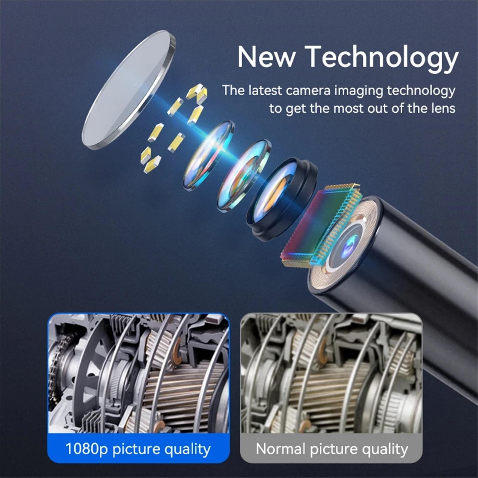 Industrial Endoscope Camera 2.4'' LCD Digital Handheld Borescope IP67 Waterproof HD1080P 8mm Pipe Sewer Semi-Rigid Cable(10m,128A Single Lens)
