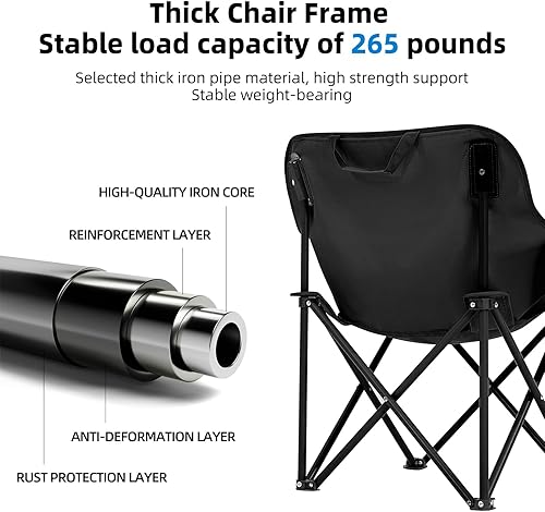 Miniatura 3 de CAMEL CROWN Sillas de camping portátil, compactas y ligeras, plegables, con bolsillo lateral y bolsa de transporte para adultos, senderismo, playa,