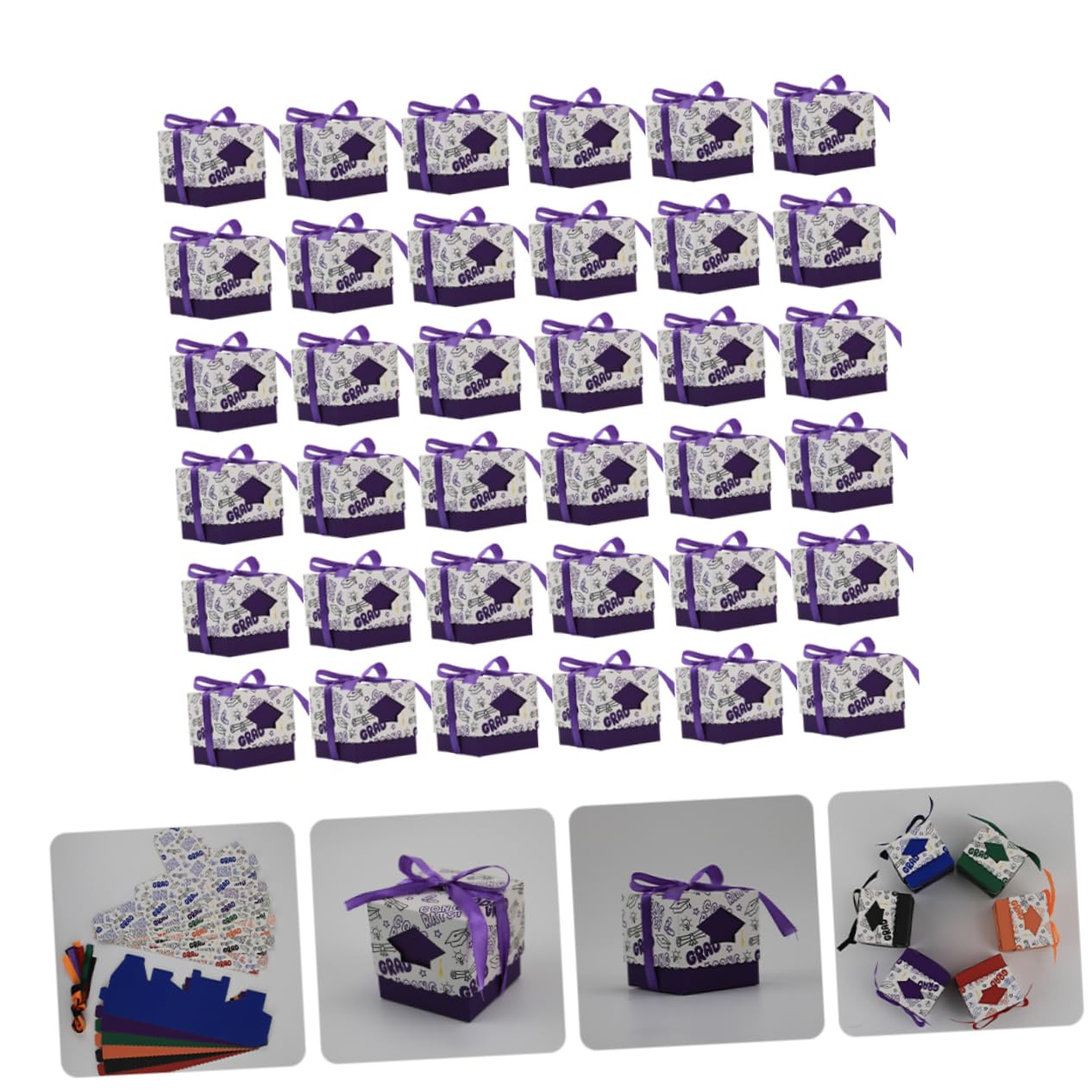 COLLBATH Cajas de Dulces Estuche para Chocolates y Caramelos de Papel Púrpura 50 para Graduación Adecuado para Celebraciones y Ocasiones Obsequios