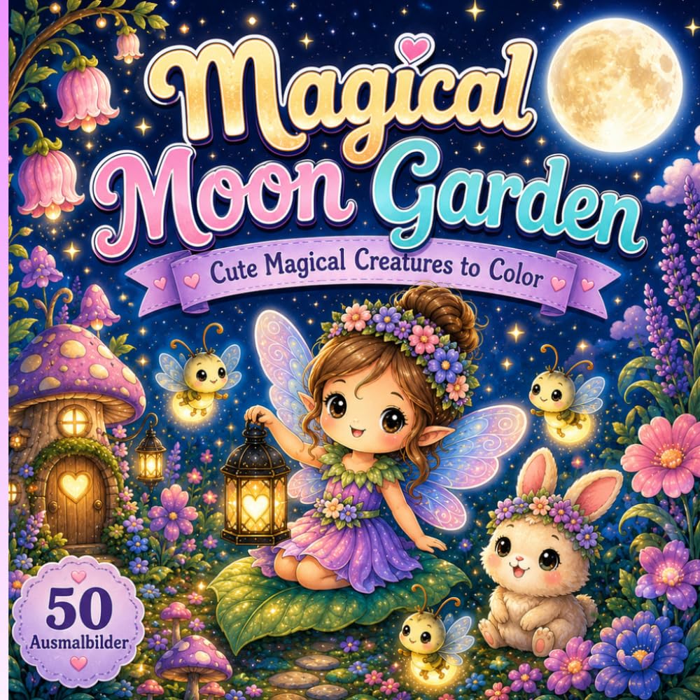 Moonlit Meadow Friends: A cozy Fantasy Coloring Book