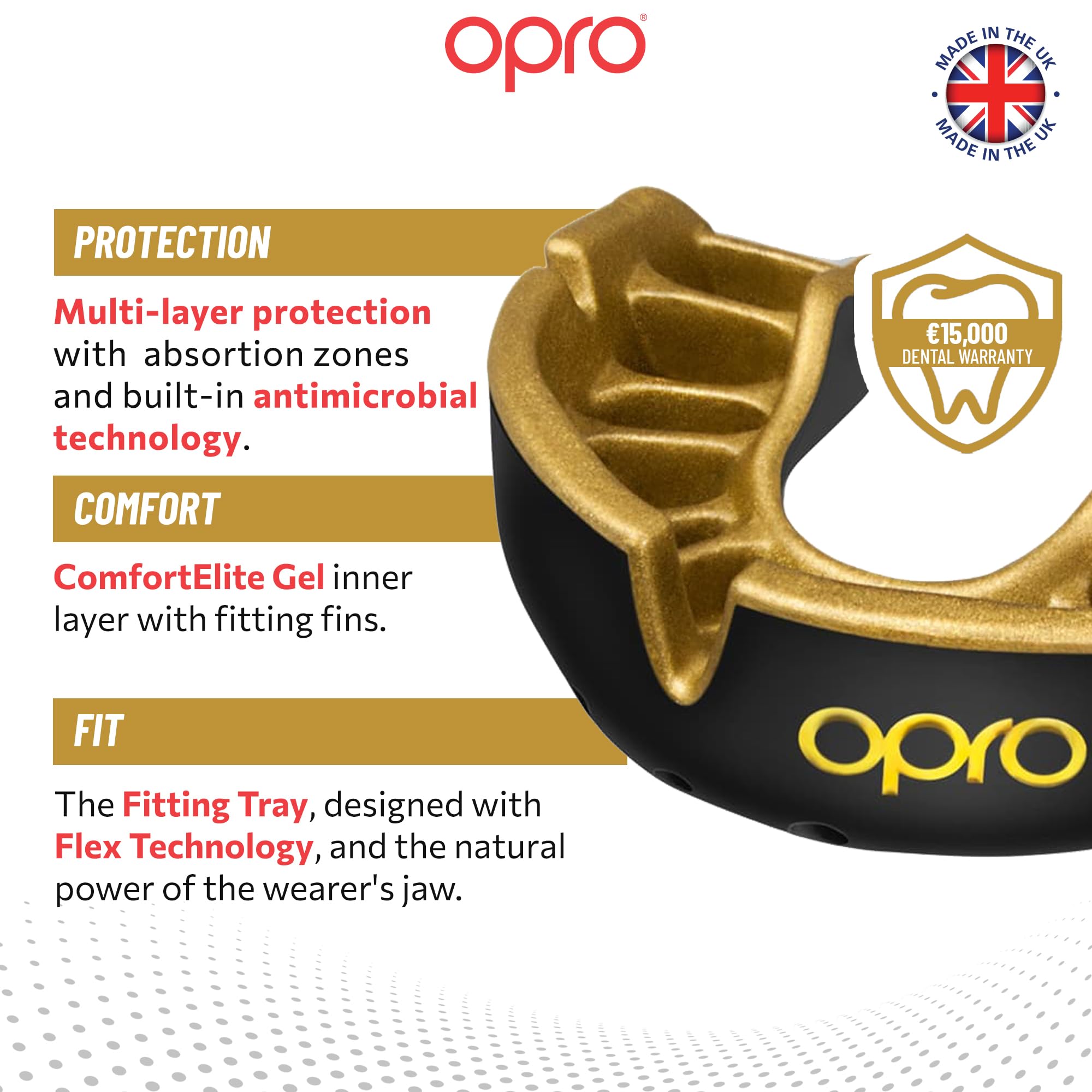 Opro Uniseks Gold Level 5060143579240 Ochraniacz na Zęby, Czarny, 10+