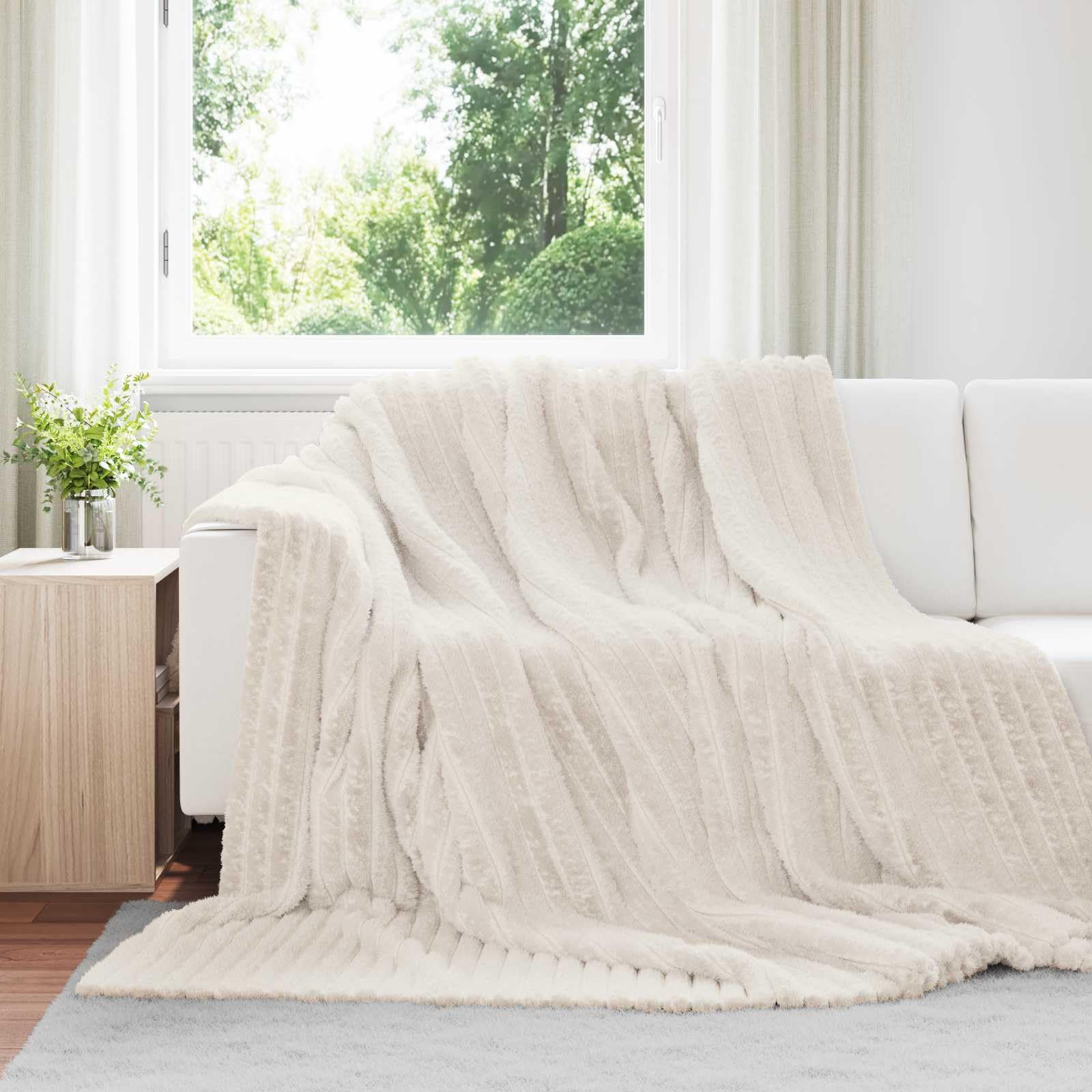 Jeté crème 240 x 220 cm Toison grand confort pour embellir votre canapé