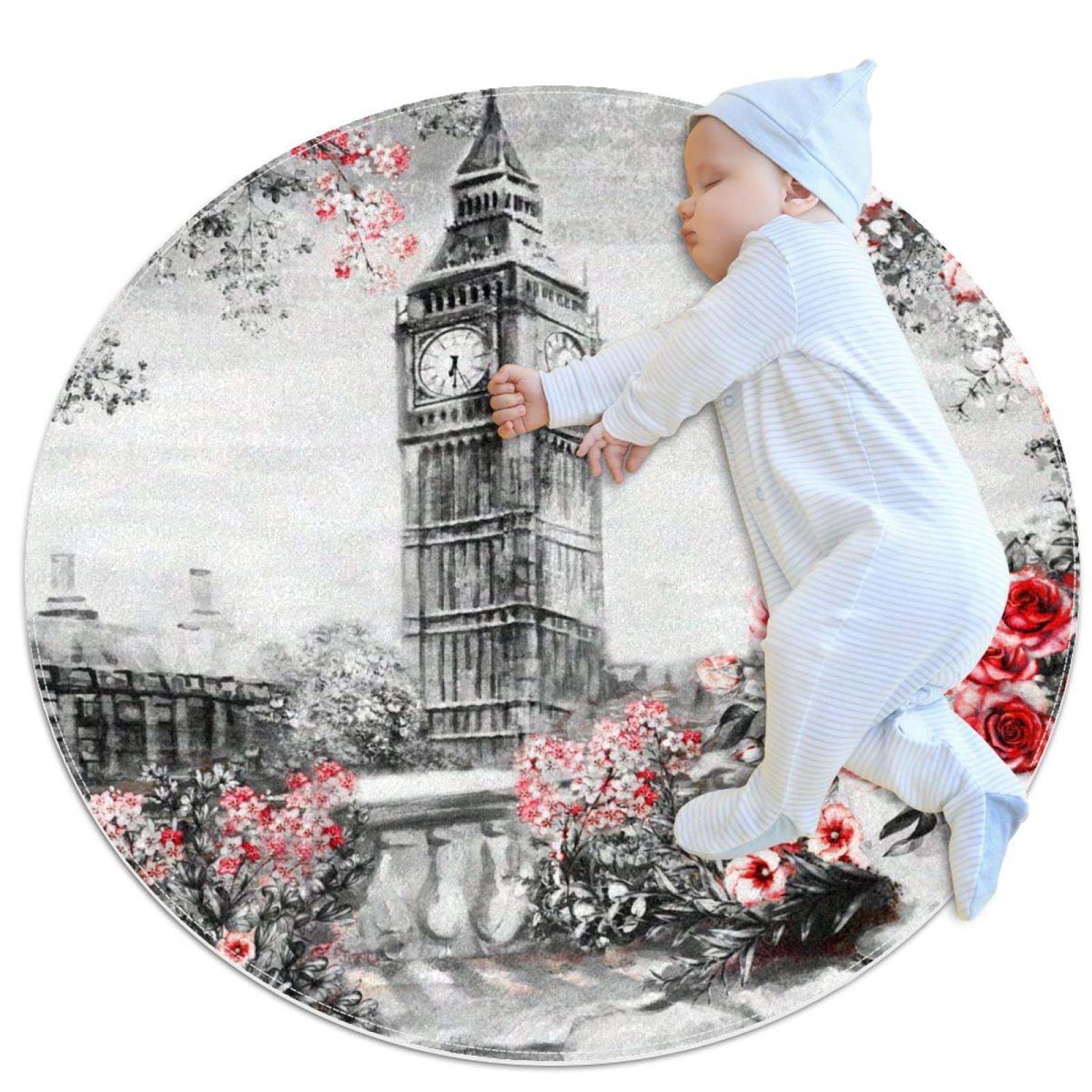 Tapis rond pour enfants JDEZ isolant et antidérapant de 80x80cm