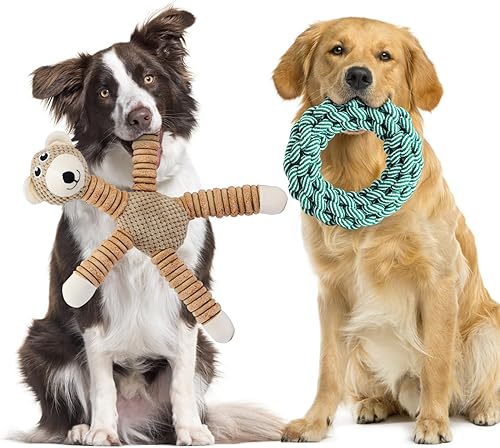 Juguetes de cuerda para perros, juguetes chirriantes para cachorros, perros pequeños, medianos y grandes, juguete de peluche de oso para perros,