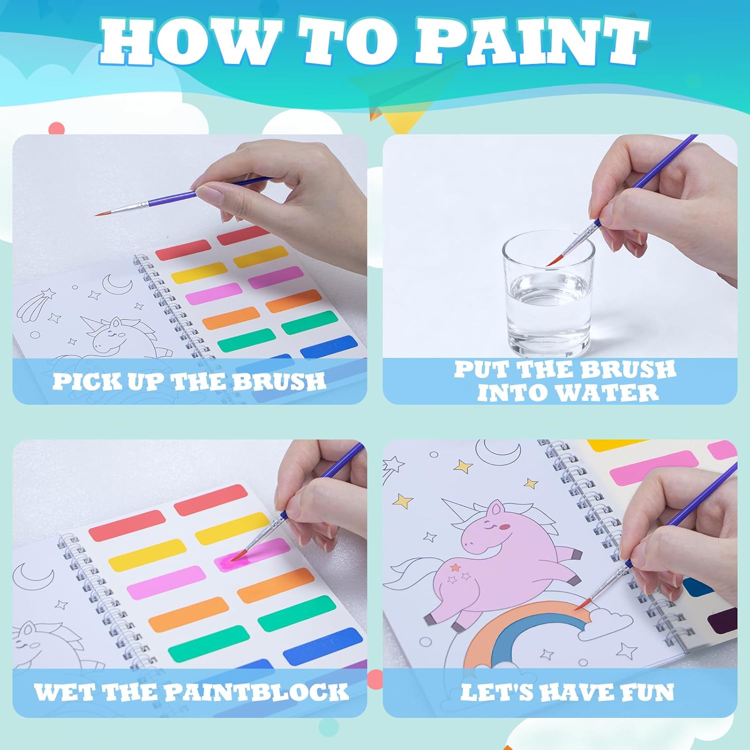 Hoarecal 24 Water Coloring Books Party Favors for Kids Ages 4-8 Mini Coloring Books for Kids Bulk, Goodie Bags Stuffers for Kids Birthday Return Gifts Small Arts Crafts School Classroom Prizes Travel - Image 6