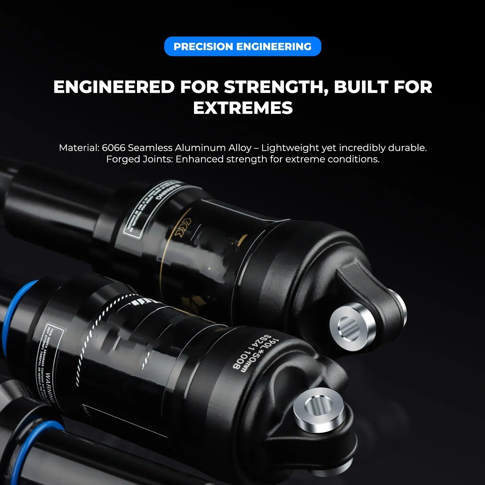suspensión neumática trasera amortiguadores Suspensión Neumática Trasera Para Bicicleta Montaña, Amortiguador Compresión Ajustable Para Bicicleta Eléctrica Montaña 165Mm 190Mm.(165MM-White)