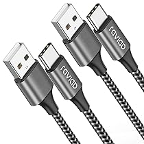 RAVIAD Cavo USB Tipo C (2Pezzi, 3m) Nylon Cavo USB C di Ricarica Rapida e Trasferimento Dati per iPhone 17 16 15 Pro Max, Samsung Galaxy S24, S23, S22, S21, S10,  S9, A40, A50, A70, OnePlus, Realme- Grigio