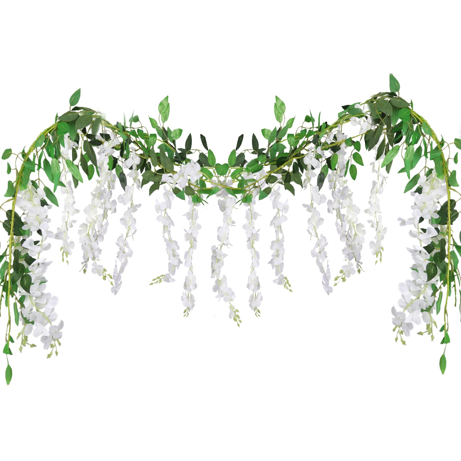 Creaher 2Pcs Artificial Flower Vine Hanging Garlands Wisteria Artificial Flowers Garland Decoration Fake flower Wisteria Garlands for Outdoor Indoor Garden Home Wedding Arch Decorations