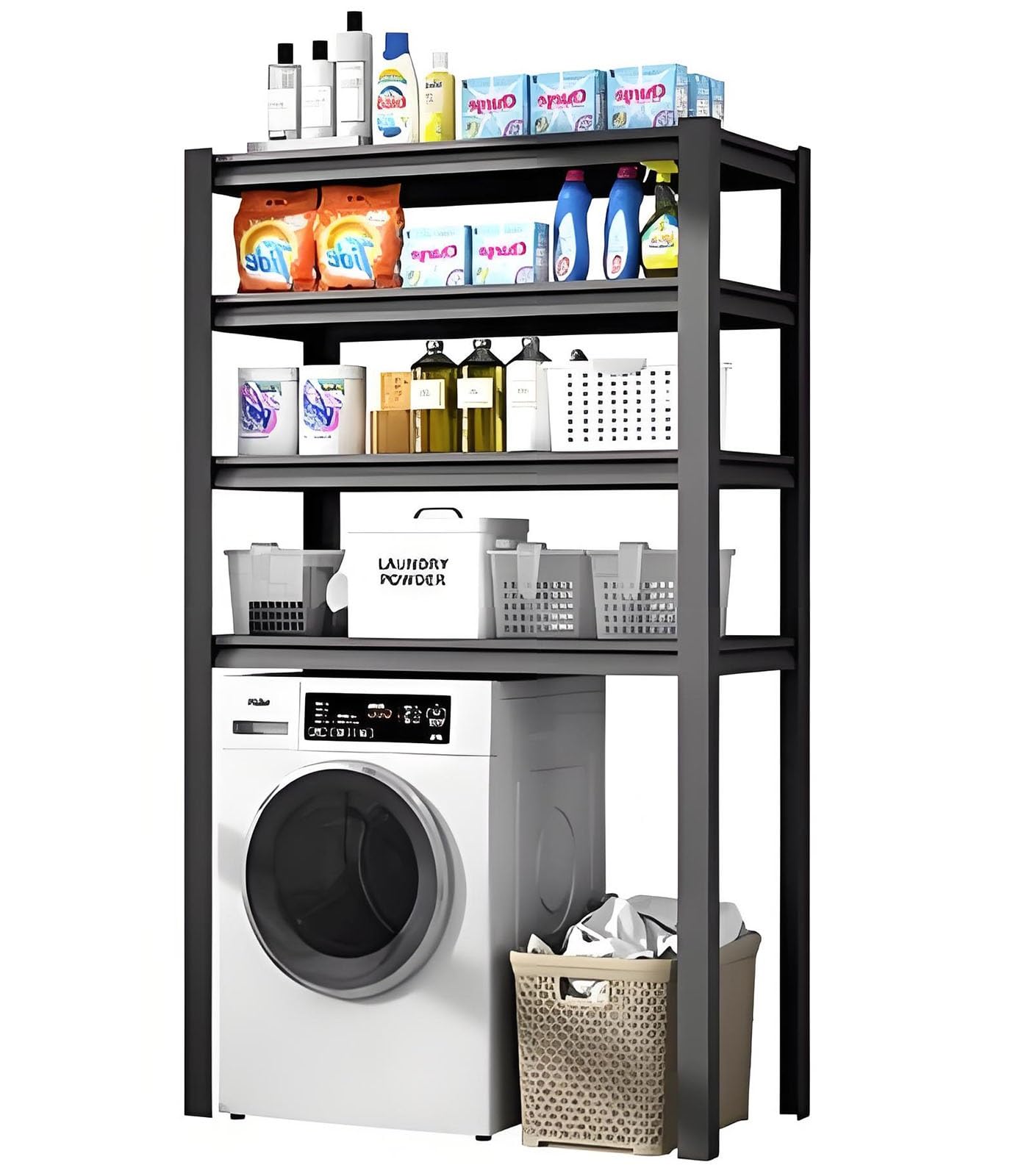 Support machine à laver et sèche-linge empilable avec étagère réglable gain de place