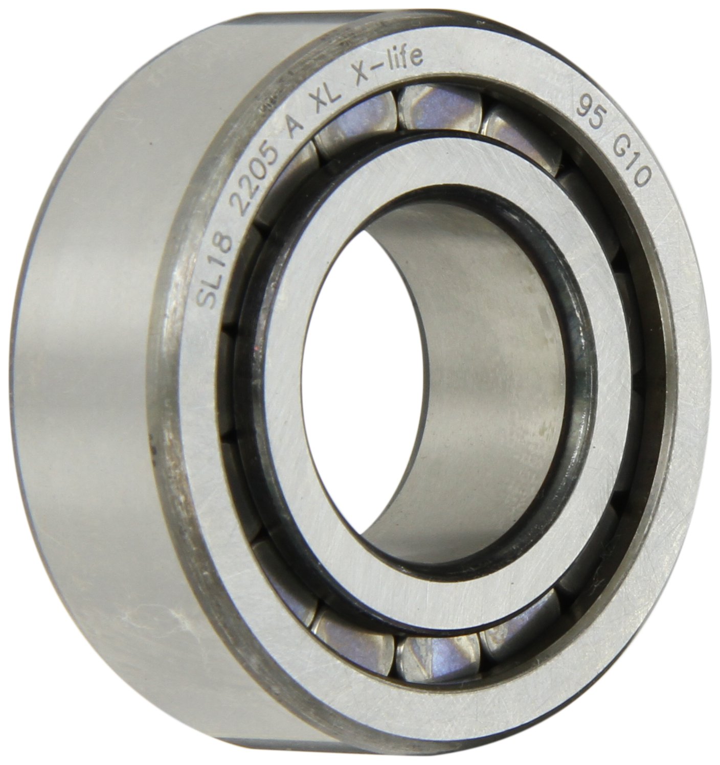 INA SL182205 Cylindrical Roller Bearing, Single Row, Removable Outer Ring, Semi-Fixed, Flanged, Normal Clearance, Open End, Metric, 25mm ID, 52mm OD, 18mm Width, 8500rpm Maximum Rotational Speed, 10100lbf Static Load Capacity, 10300lbf Dynamic Load Capacity