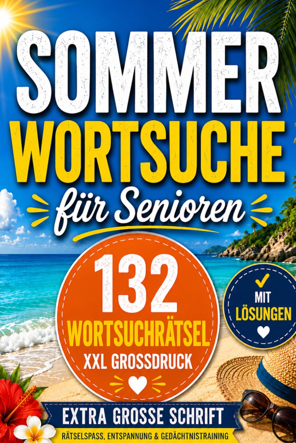 Sommer Wortsuche für Senioren XXL Großdruck: 132 Wortsuchrätsel mit Lösungen | Extra große Schrift | Gedächtnistraining, Entspannung und Rätselspaß für Senioren