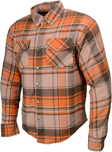 Vista 38 de Milwaukee Leather Camisa de franela a cuadros para hombre con armadura CE, reforzada con fibras de aramida, talla M MPM1654
