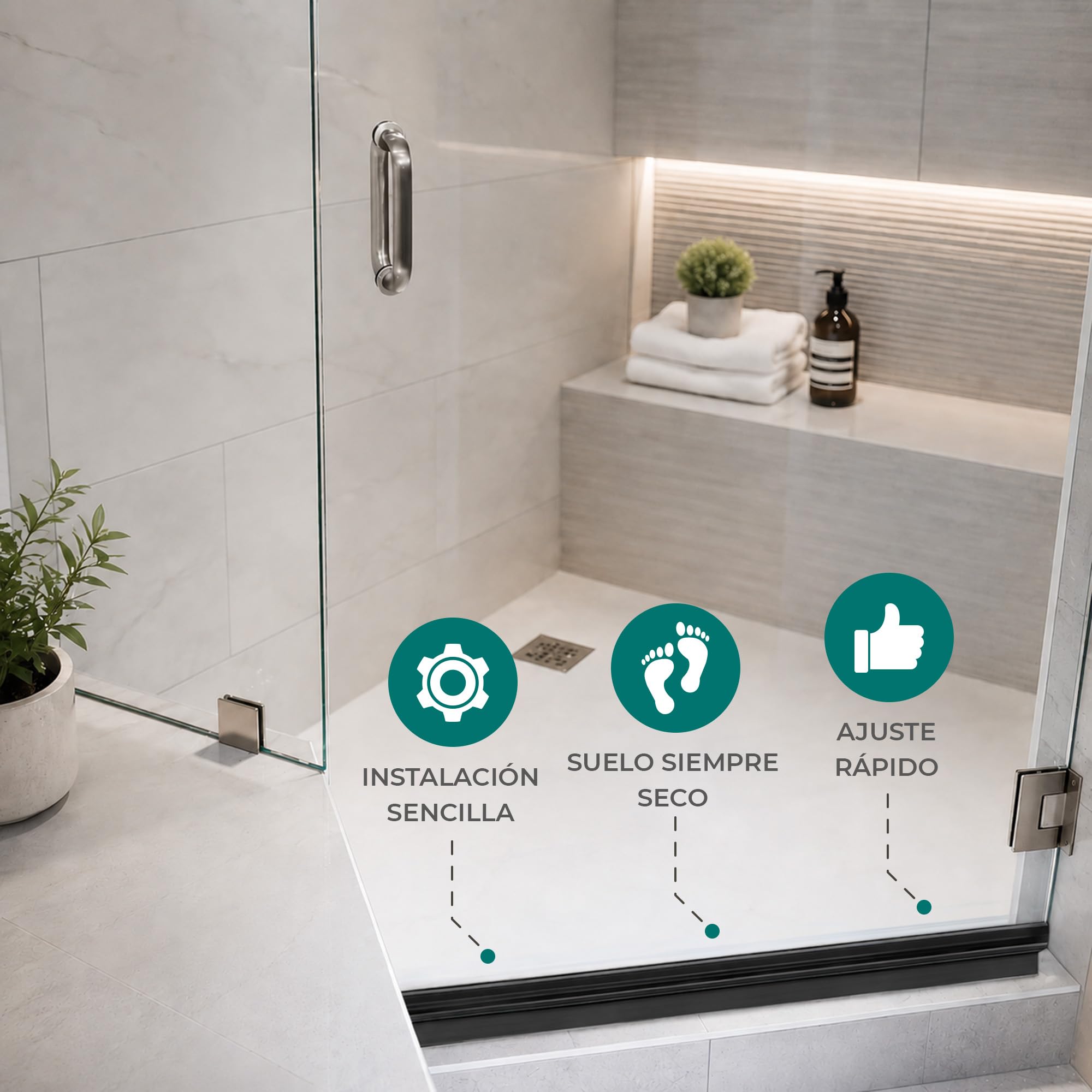 Meisterfaktur Goma Mampara Ducha [2x] – Junta de Sellado para Puerta de Cristal de 6, 7 y 8 mm