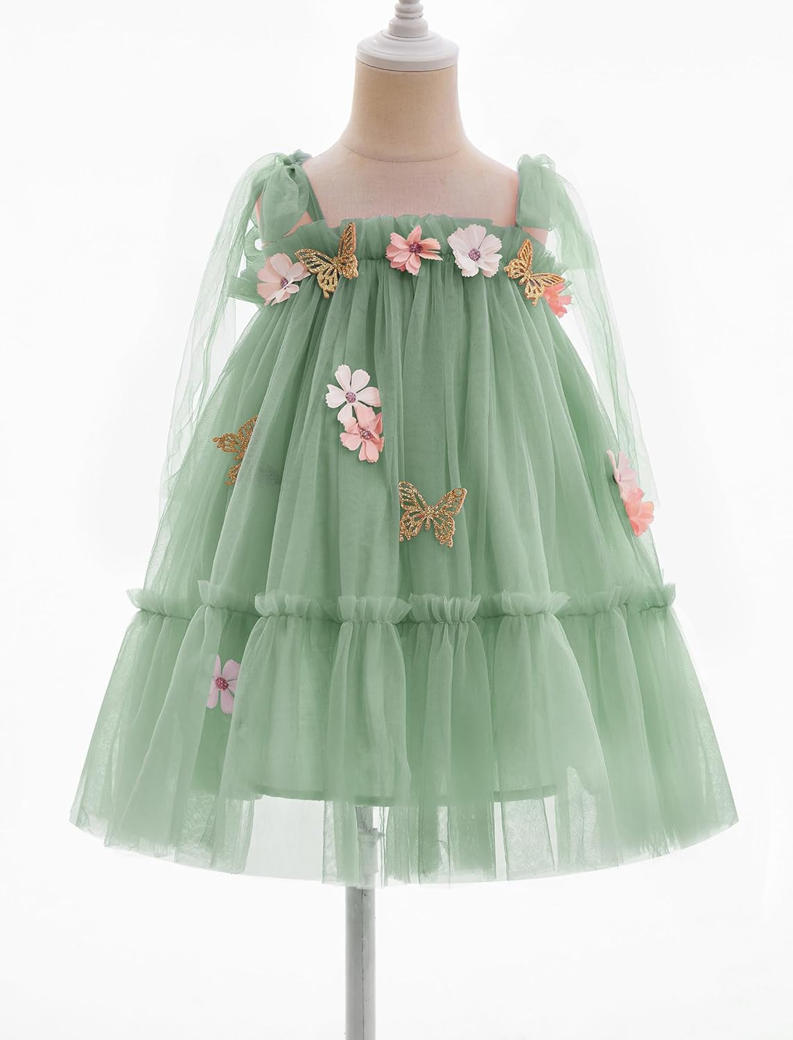 Baby Flower Girl Formal Butterfly Tulle Dress Toddler 1st 2nd 3rd Birthday Cake Smash Outfits Princess Wedding Tutu