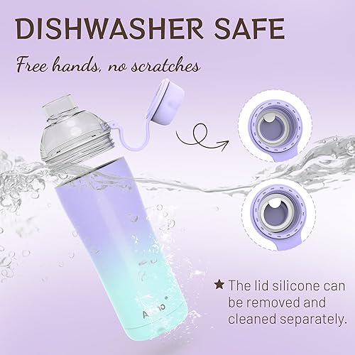 Miniatura 8 de Insulated Water Bottle for Women, 18 oz Stainless Steel Water Bottles, Double Walled, 2 Lids (Chug & Tumbler) - Hydrate & Caffeinate, Available Gift