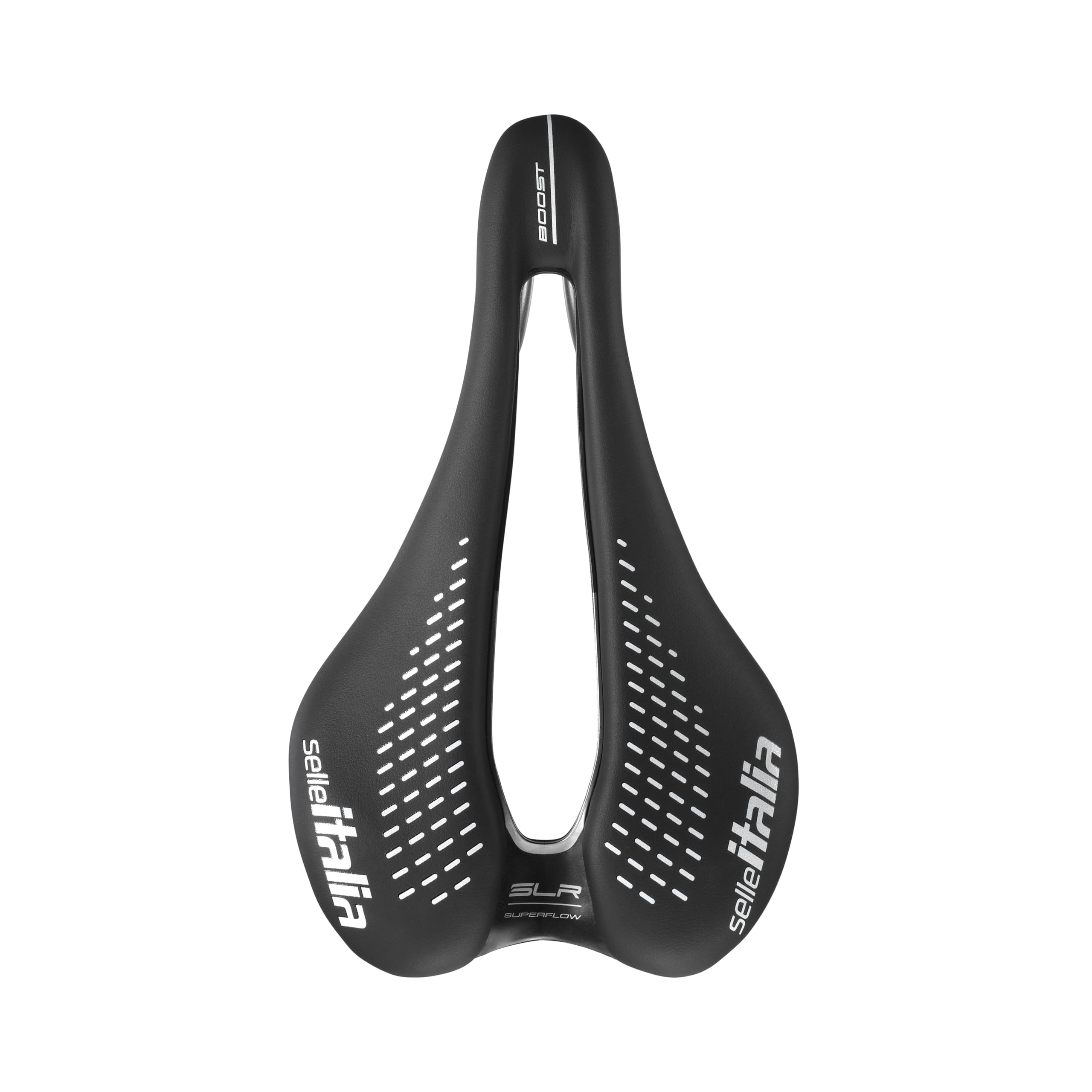 Selle Italia SLR Boost Gravel TI 316 Superflow - Sillín Bicicleta Gravel Racing Gel, Agujero Superflow, Inserciones Hi-Viz