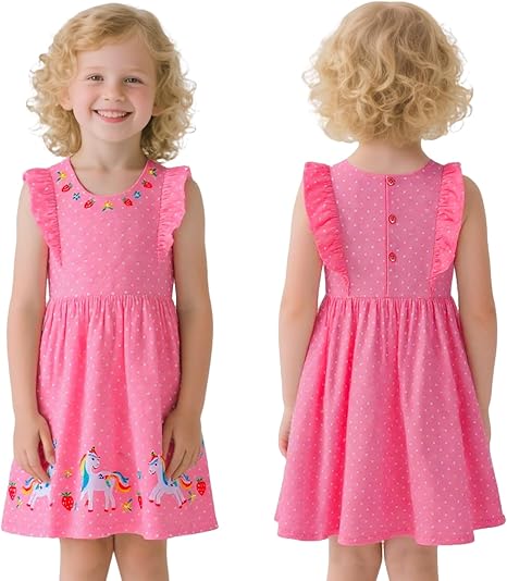 Vestito Bambina Unicorno Baogaier - Cotone, Manica Corta, Con Paillettes E Tulle, 2-7 Anni - Foto 8