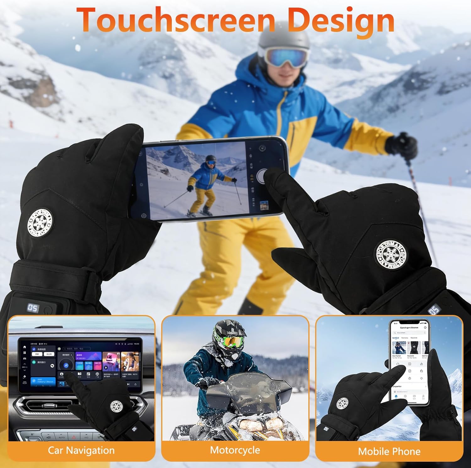 Heated Gloves for Men Women Electric Heated Gloves Touchscreen Gloves Heated Winter Hand Warmer for WorkCold Weather Motorcycle Skiing Snowboarding Hiking etc