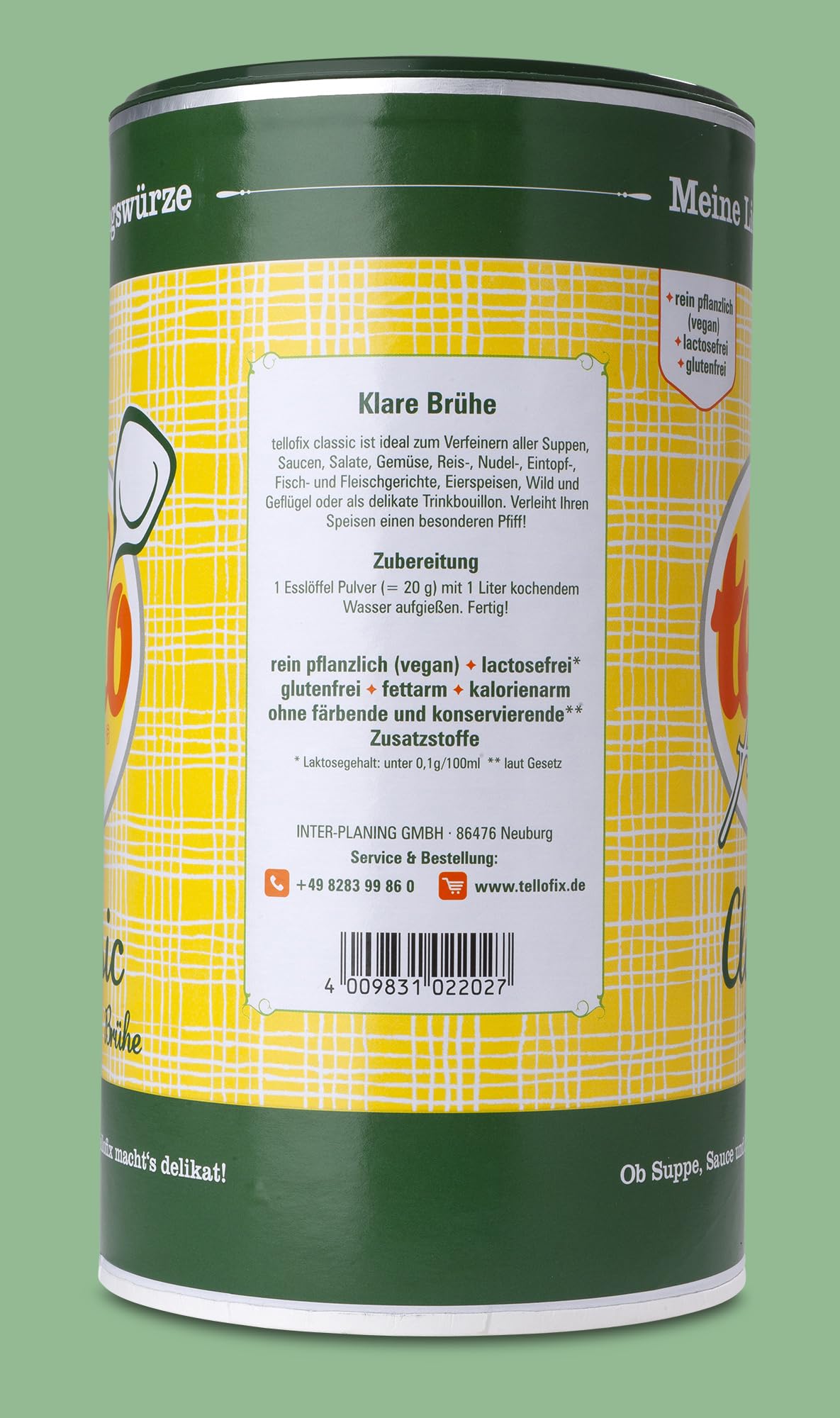 tellofix Classic Klare Brühe 3x900g, Gemüse Brühe, Universal-Würzmittel, kalorienarm, glutenfrei, lactosefrei, vegan