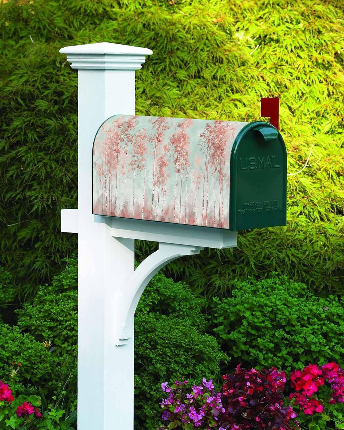 Tree Mailbox Covers Magnetic Standard Size,Decorative Post Letter Numbers Box Wrap Decoration Covers Large Accessories for Garden Outdoor Décor Forest Painting Modern Abstract Minimalist Street Art