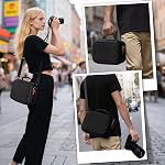 ProCase Cas de caméra de Shell dur pour Canon Rebel T7/EOS R100/R50/DSLR/SLR/Nikon/Sony/Mirrorless Caméras, Sac de voyage numérique souple avec 1 Etui et bandoulière 3 Diviseurs réglables - Noir