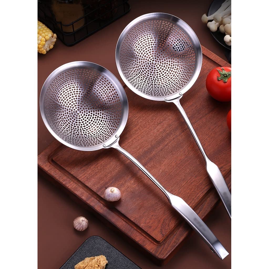Schiumarola da Cucina Skimmer da cucina 304 Cucchiaio scanalato grande in acciaio inox Schiumarola e colino in acciaio inox Schiumarola multiuso for ristoranti da cucina Cucchiaio Colino ( Size : Smal