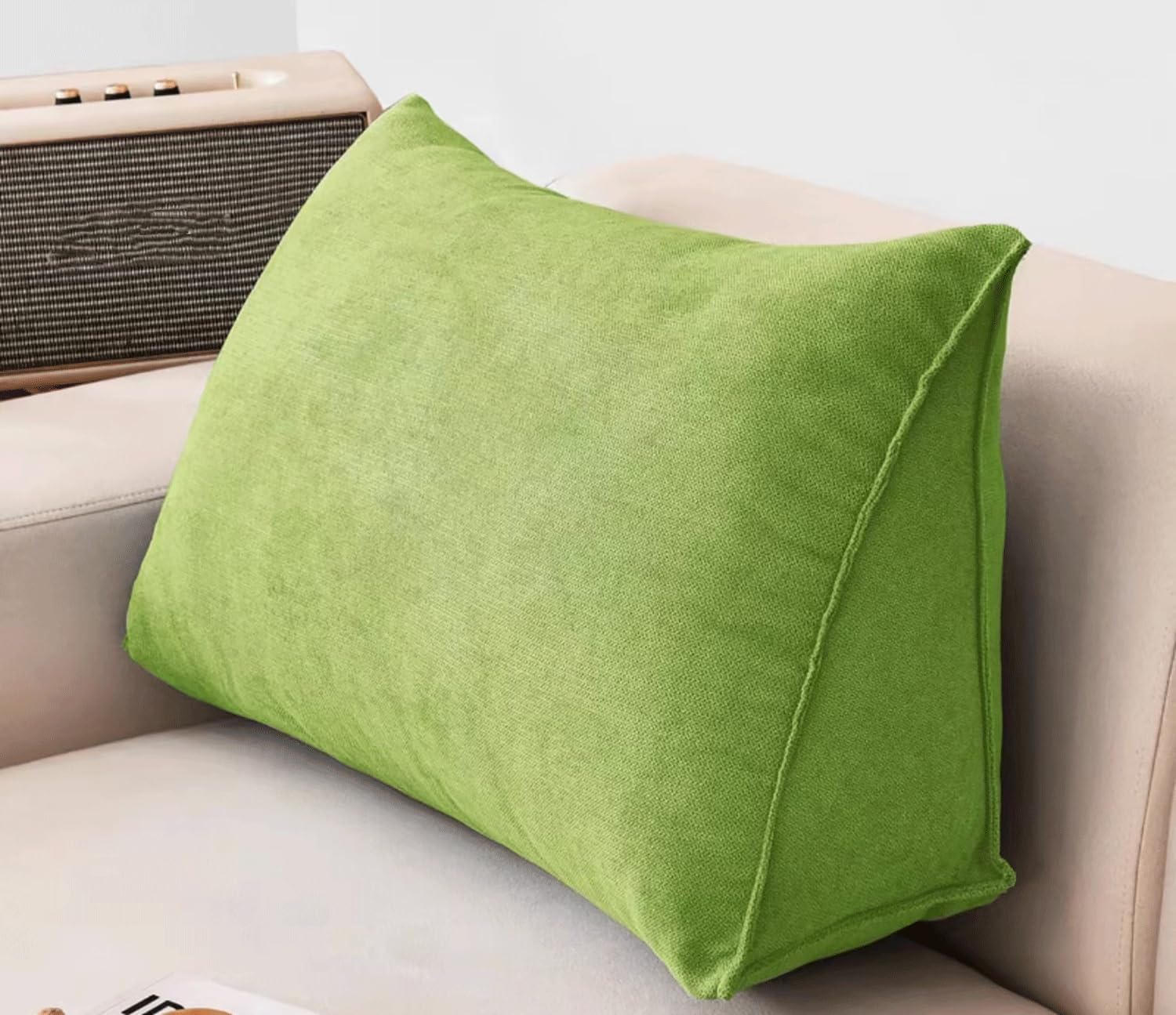 Triangular Back Cushion,Wedge Reading Pillow,Small Back Support Pillow Triangle Sofa Lumbar Support Cushion Bed Headboard Back Pillow for Office Home Bed Sofa(Size:70x35x20cm,Color:Green)
