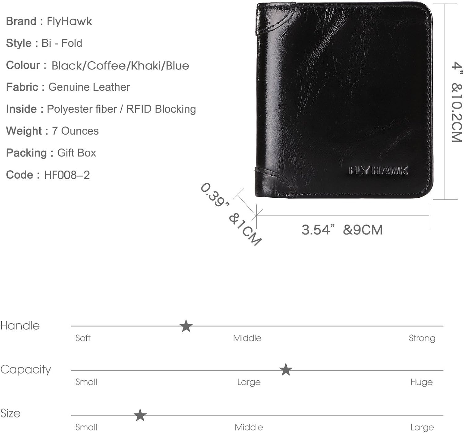 FlyHawk RFID Blocking Genuine Leather Wallets for Men Biford Mini&Slim Size Wallet