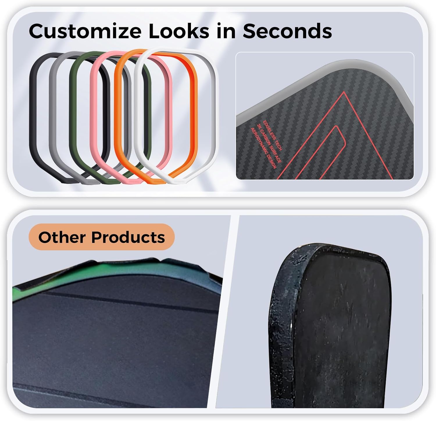 T700 Raw Carbon Fiber Pickleball Paddle, Edgeless 3K Textured Carbon Friction Surface, Thermoformed Raquette Pickleball with Aerodynamic Design used for tournament, Power & Control & Spin Max