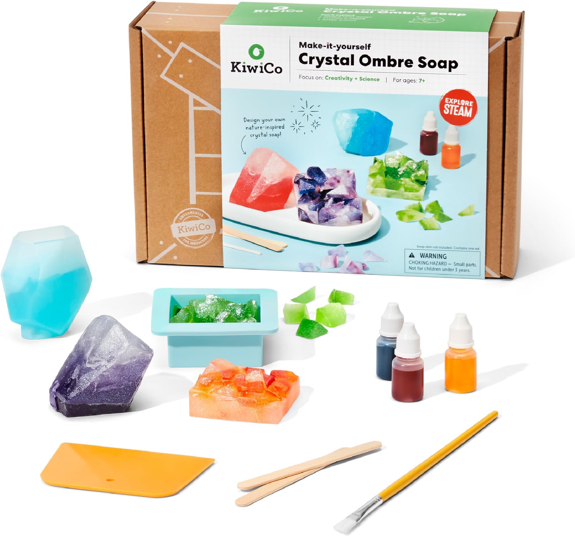 Crystal Geode Soapmaking Kit | Complete Set Includes Beaker, Clear Soap, Molds, Mixing Sticks, Mica Powder, Liquid Colors & More | DIY Soap Making Kit for Kids Ages 7+