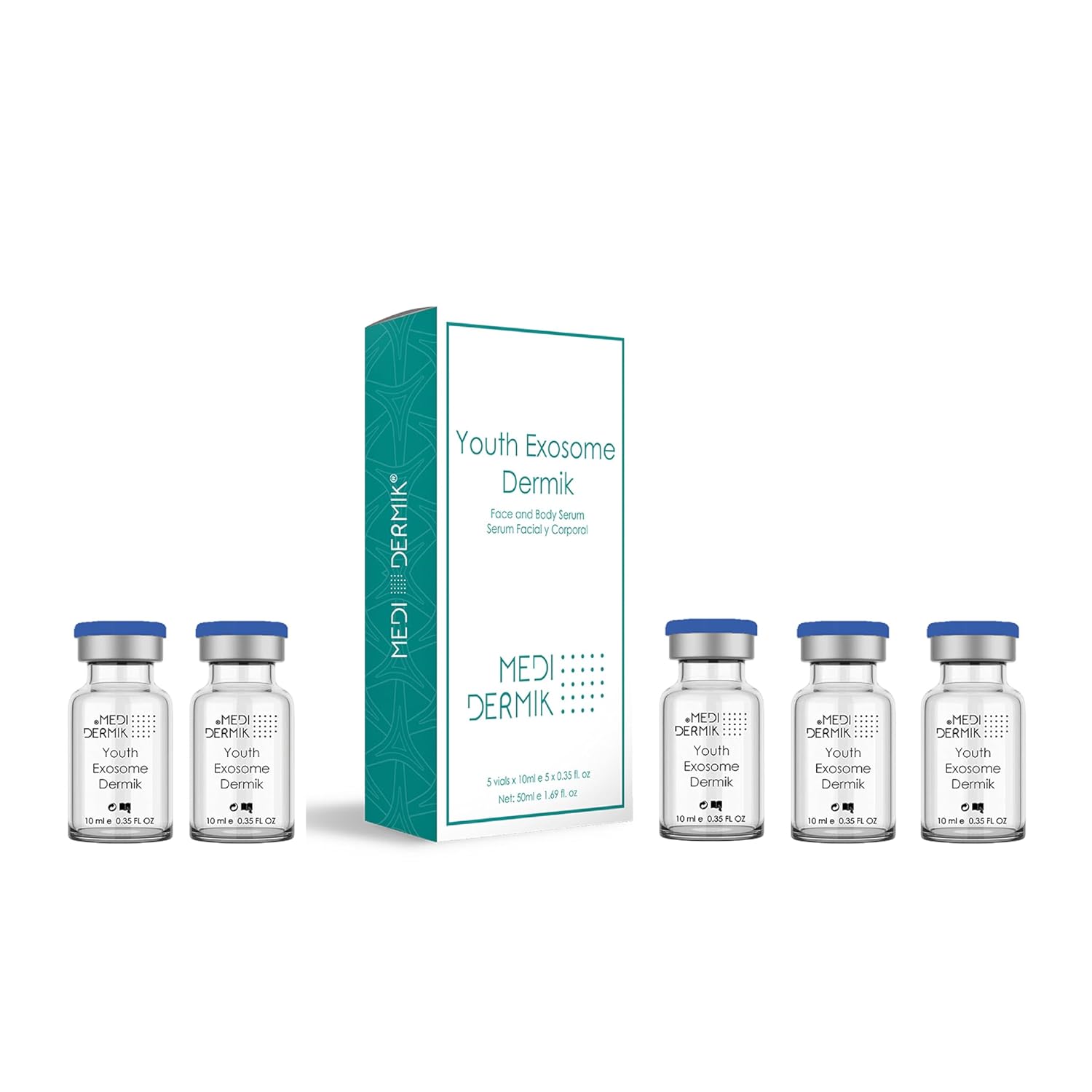 Youth Exosome Face and Body Serum, 5 Vials x 10 ml (50 ml/1.69 fl oz) Anti-Aging Treatment for Wrinkles and Skin Tone