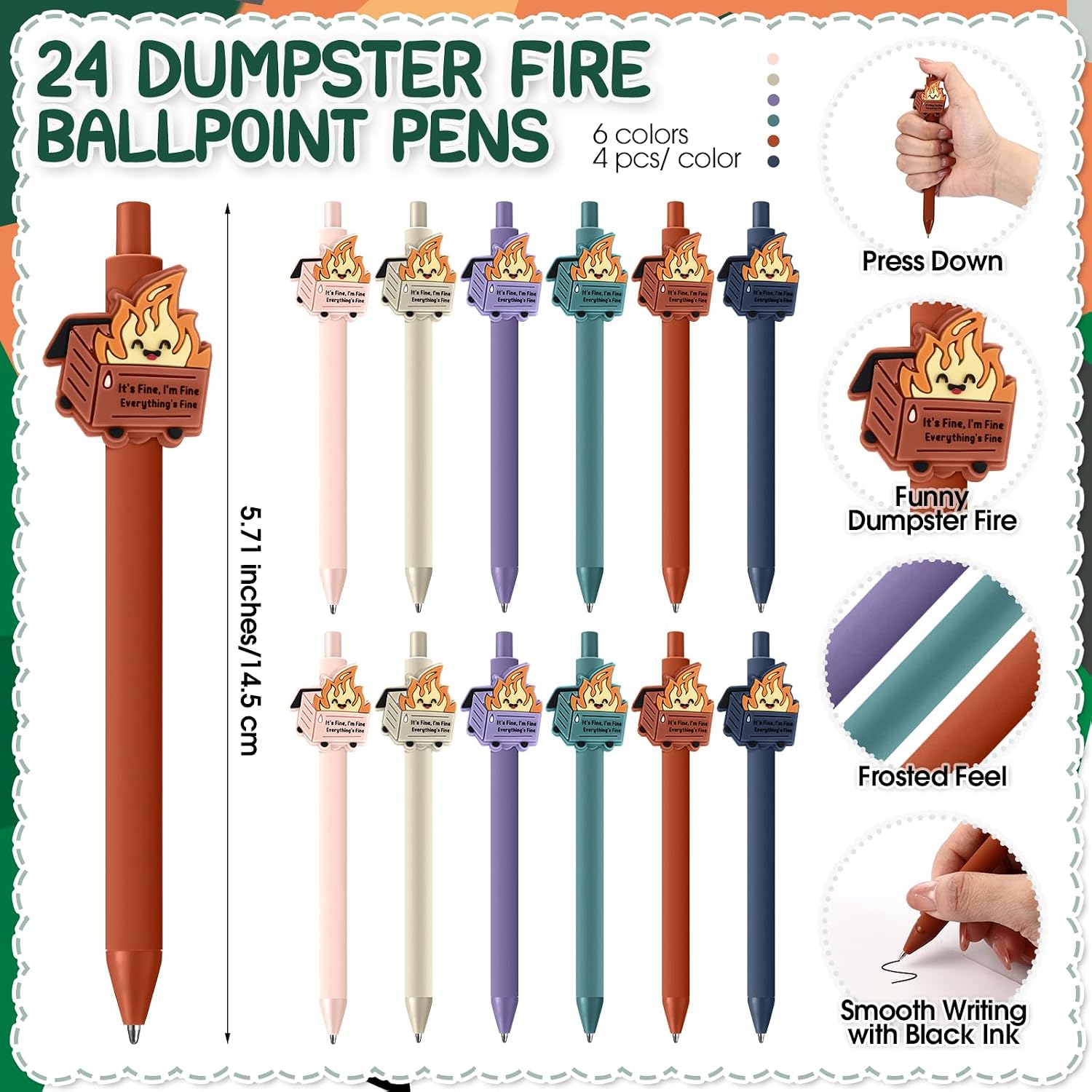 Sayglossy 24 Sets CNA Week Gifts Dumpster Fire Response Team Funny Ballpoint Pens Acrylic Keychains Bookmarks EMS Week Gifts for Volunteer Nurse Teacher Office Employee Team Graduation