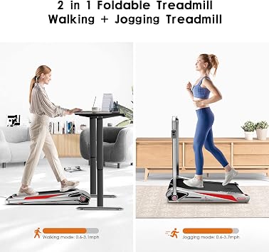 Egofit Walker Pro Under Desk Motorized Folding Small Walking Treadmill for Home & Office, Installation-Free with LCD Display, Compact Fit Standing Desk Treadmills