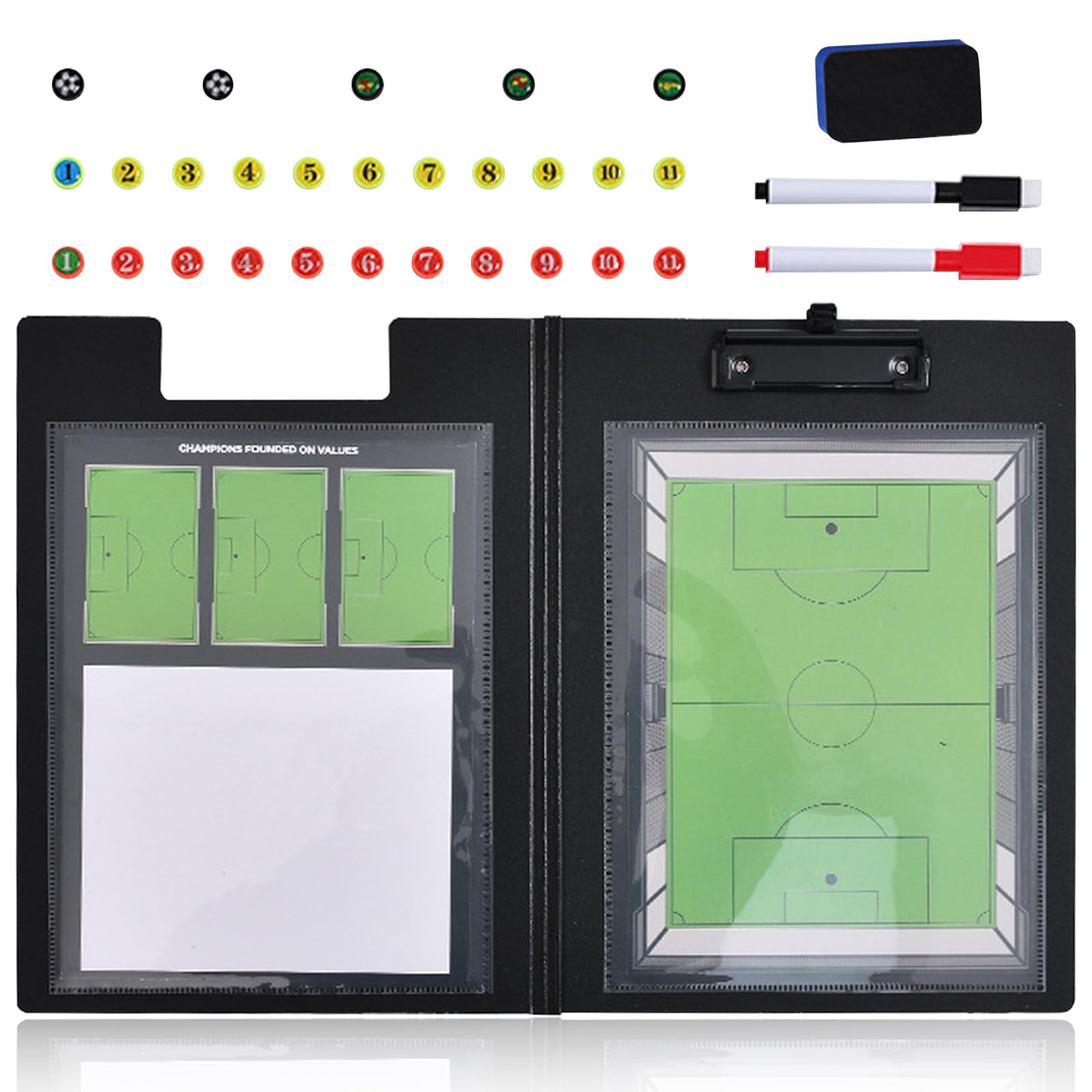 CHSEEO Football Tactics Board Magnetic Multi-Court Coaches Tactical Whiteboard for Coaching & Training, Small Folder-Style with Upgraded Equipment - Magnets, Marker Pens, Eraser, Soccer Manager Gifts