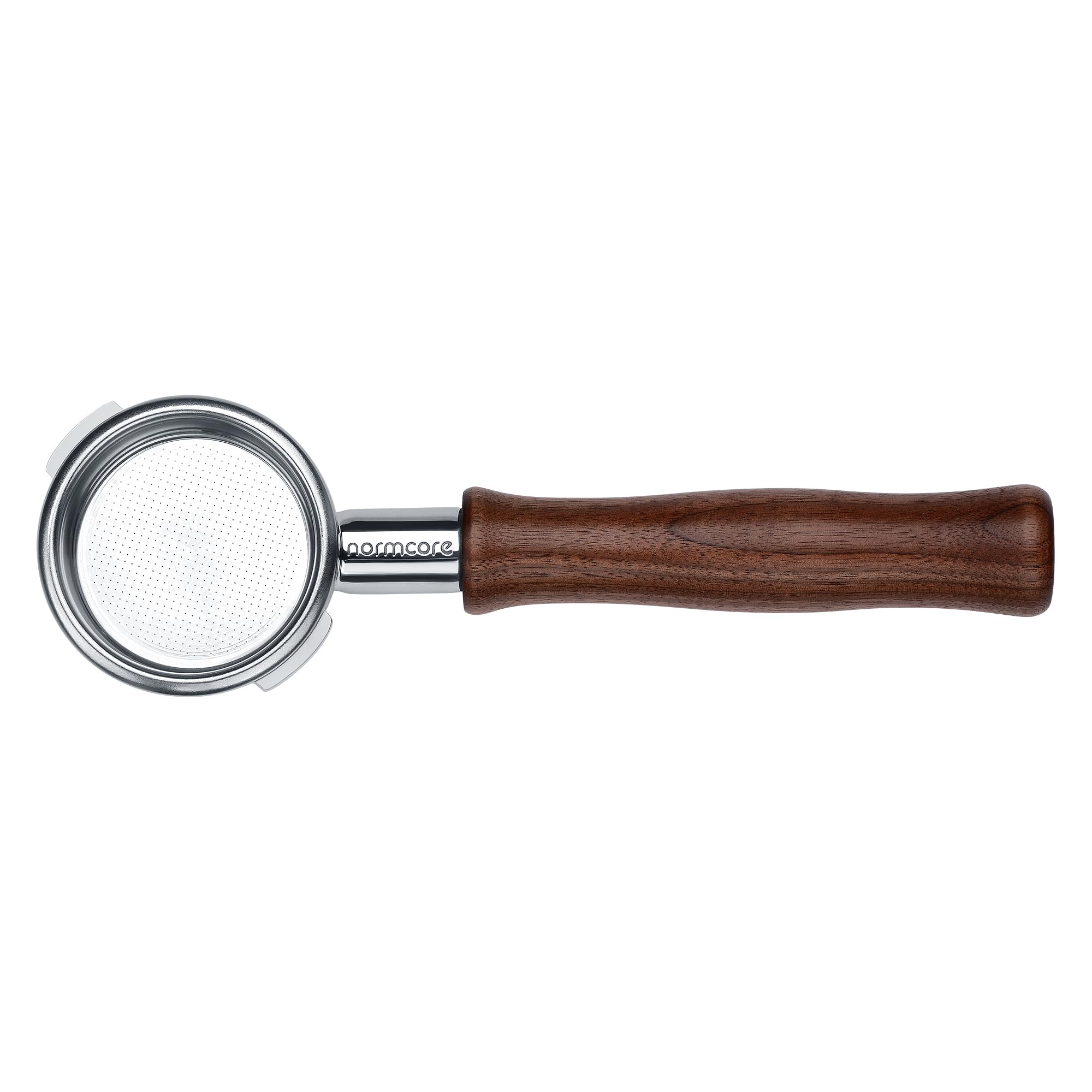 Normcore Portafiltro nudo da 58 mm per macchine da caffè Gaggia Classic Pro, Gaggia Carezza, Gaggia Cubika Plus, portafiltro senza fondo con cestello da 18 g, manico in vero noce americano