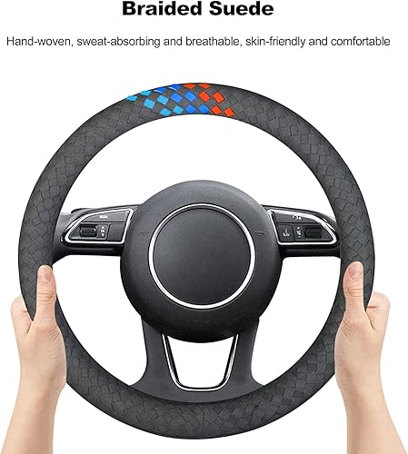 Miniatura 5 de Ergocar Funda trenzada para volante, de microfibra, de forma redonda, de gamuza, para invierno, cálido, protector para volante de automóvil,