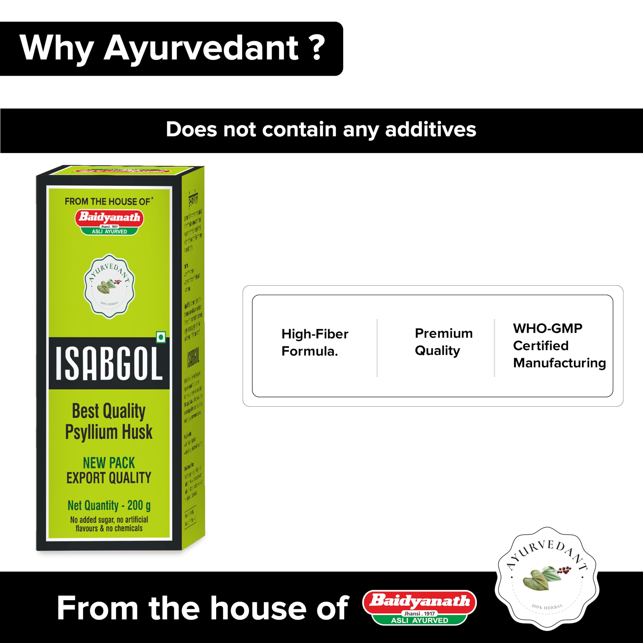 Baidyanath Ayurvedant Isabgol (Psyllium Husk) Powder | Chemical Free | No Added Sugar Or Artificial Flavour | 200g 2